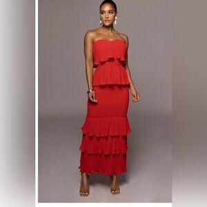 JLUXLABEL Casa Blanca Strapless Ruffle Smocked Dress